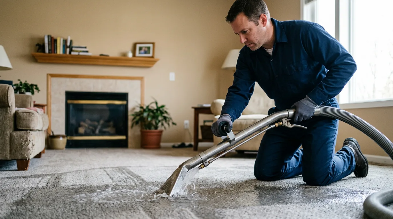 Water damage restoration technician working near Roxboro, NC